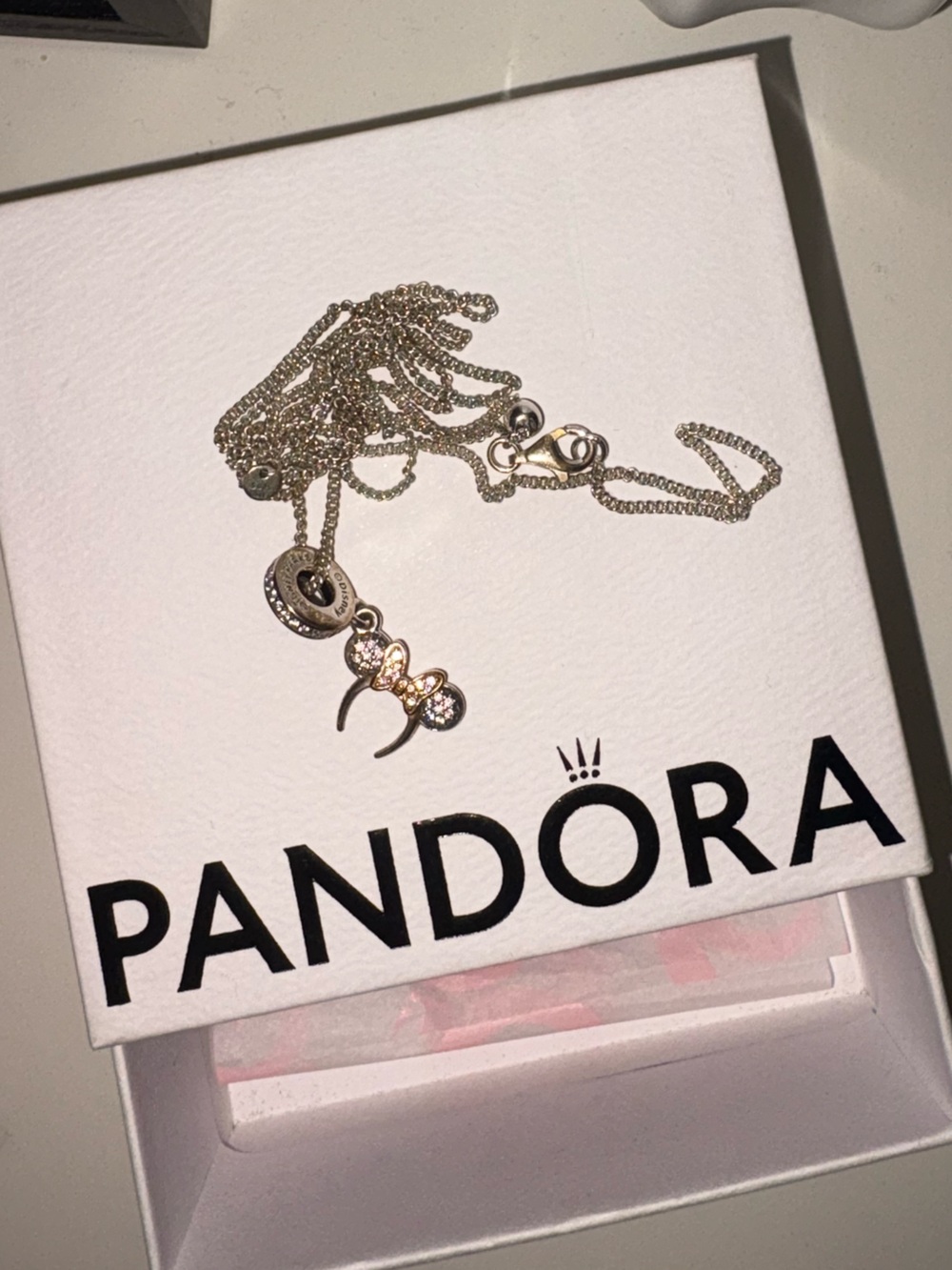 NEW Pandora Crystal Disney Minnie Mouse Pendant Necklace